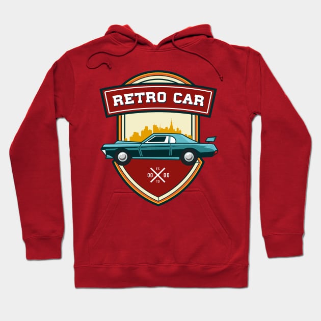 Vintage Retro Car Badge Hoodie by Harrisaputra